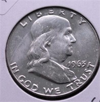 1963 D FRANKLIN HALF DOLLAR CHOICE BU