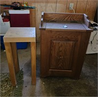 Wood plant stand and clothes hamper