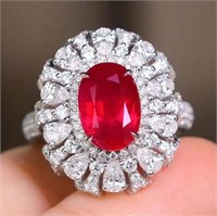 3.6ct Pigeon Blood Red Ruby Ring 18K Gold