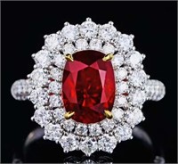 3.7ct Mozambique Pigeon Blood Ruby Ring 18K Gold