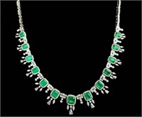 17.68ct Natural Emerald Necklace 18K Gold
