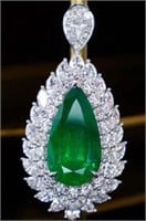 5.66ct Colombian Natural Emerald Pendant 18K Gold