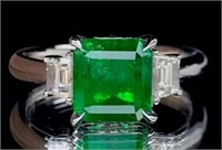 2.9ct Colombian Emerald Ring 18K Gold