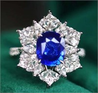 2.87ct Royal Blue Sapphire Ring 18K Gold