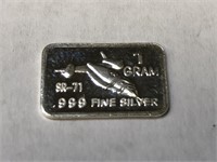 .999 Fine Silver Bar! SR-71 Jet 1g