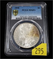 1898 Morgan dollar, PCGS slab certified MS-65+