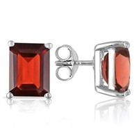 6X4MM Emerald Cut Garnet 1.3CTW Stud Earrings in S