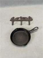 Cast Iron Frying Pan & Bird Coat Rack