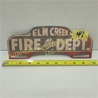 ELM CREEK FIRE DEPT. LICENSE PLATE TOPPER METAL