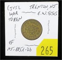Civil War token, Trenton NJ, XF
