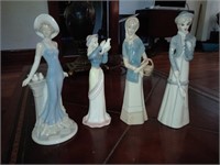 4 pretty lady figurines lladro style