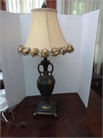 Pretty urn shaped lamp with embellished shade
