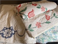 2 Vintage Crosstitch quilts & 2 afghans