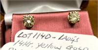 14KT Y/GOLD 1CT DIAMOND SOLITAIRE EARRINGS