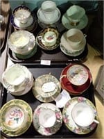 2 TRAYS CUPS & SAUCERS W/ SHELLEY, MORE
