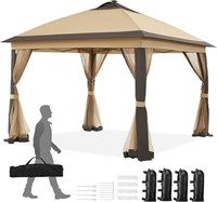 11'x11' Pop Up Gazebo Tent & Zippered Mesh Net