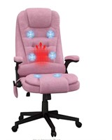 $153  HOMCOM Pink Linen Massage Chair with Reclini