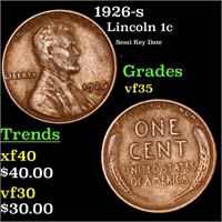 1926-s Lincoln Cent 1c Grades vf++