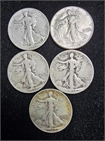 Liberty Walking Half Dollars - var. dates - (5)