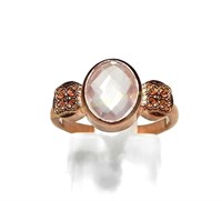 Sterling silver rose gold plated rose quartz ring