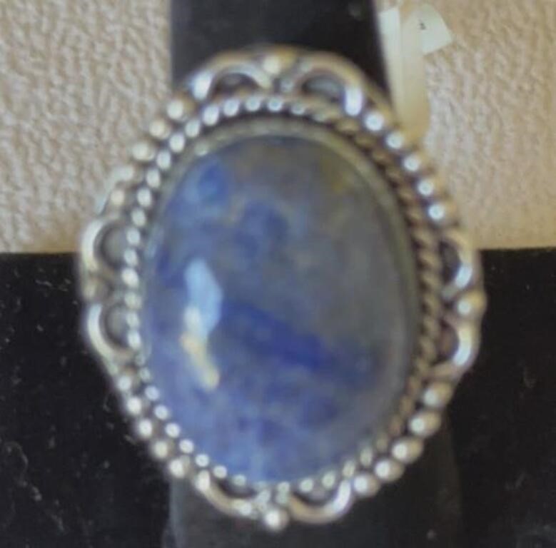 Blue Lapis Ring size 7 German Silver