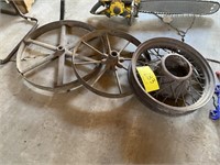 3 ANTIQUE STEEL WHEELS