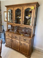 NICE SOLID OAK LIGHTED CHINA HUTCH