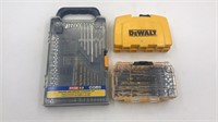 Three Incomplete Dewalt And Ryobi Drill Bit Sets