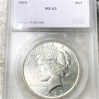 1923 Silver Peace Dollar SEGS - MS63