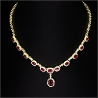 Genuine 10x8mm  Red Ruby 160 Cts Necklace