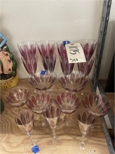 Painted Glass Stemware some chips