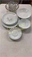 Set of CORELLE dishes and glass bowl set