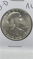 Of) 1963-D Franklin half dollar condition AU