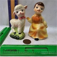 Enesco Japan salt&pepper shaker Mary & Little Lamb