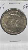 Of) 1945 walking liberty half dollar condition XF