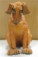 16" Tall Ceramic Dog Statue - Signed At Base