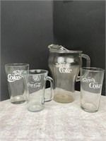 Vtg Coca-Cola Enjoy COKE Glasses & Pitcher