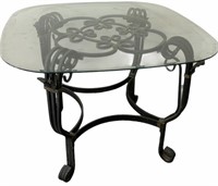 Wrought Iron and Glass Top Table and Chairs