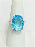.925 Silver Zircon and Crystal Ring Sz 8