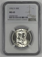 1952-S Franklin Silver Half NGC MS63