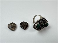 Sterling Silver Heart Pendants & Ring