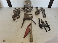 Schauer battery charger (works), clamps, and tools