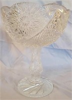 Large Vintage Cut Crystal Bowl on  Pedastool