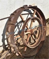 Large antique iron wheel