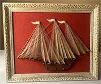 Mid Century String Art Of A Ship