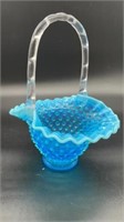 Fenton Blue Iridescent Hobnail Vase