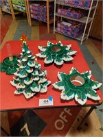 Ceramic Christmas tree, 4 pcs, musical and