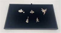 5 Whimsical Brooch Pins - Assorted 925, Sterling,