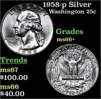 1958-p Washington Quarter Silver 25c Grades GEM++