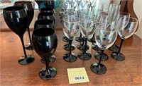 Black & Clear Glass Goblets